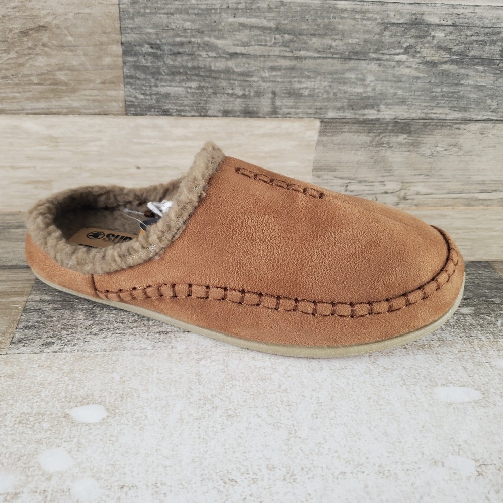 Deerstags Slipperooz Nordic Supro Mens Slippers Sz 9 M Chestnut Faux Fur Lined